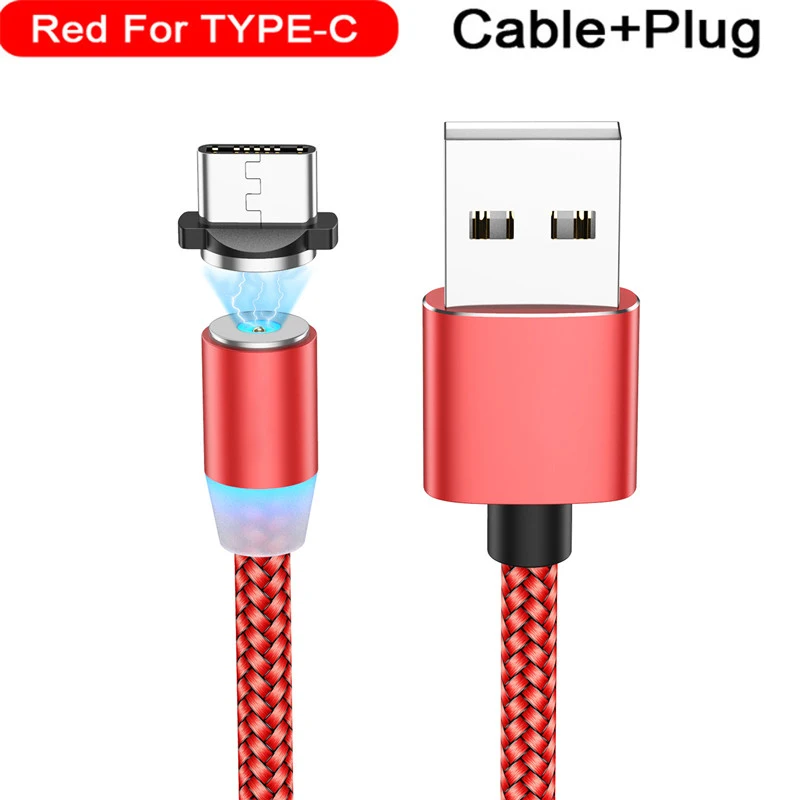 Магнитный mi cro USB кабель для iPhone Xr 11 usb type C кабель для быстрой зарядки для Xiaomi mi Note 10 pro Магнитная Зарядка для samsung s9 - Цвет: red for type c
