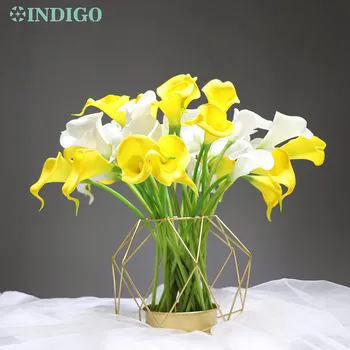 

INDIGO- Wholesale 100 pcs Mini Size PU Real Touch Calla Lily Decorative Flower Artificial Wedding Flower Party Interior Trim