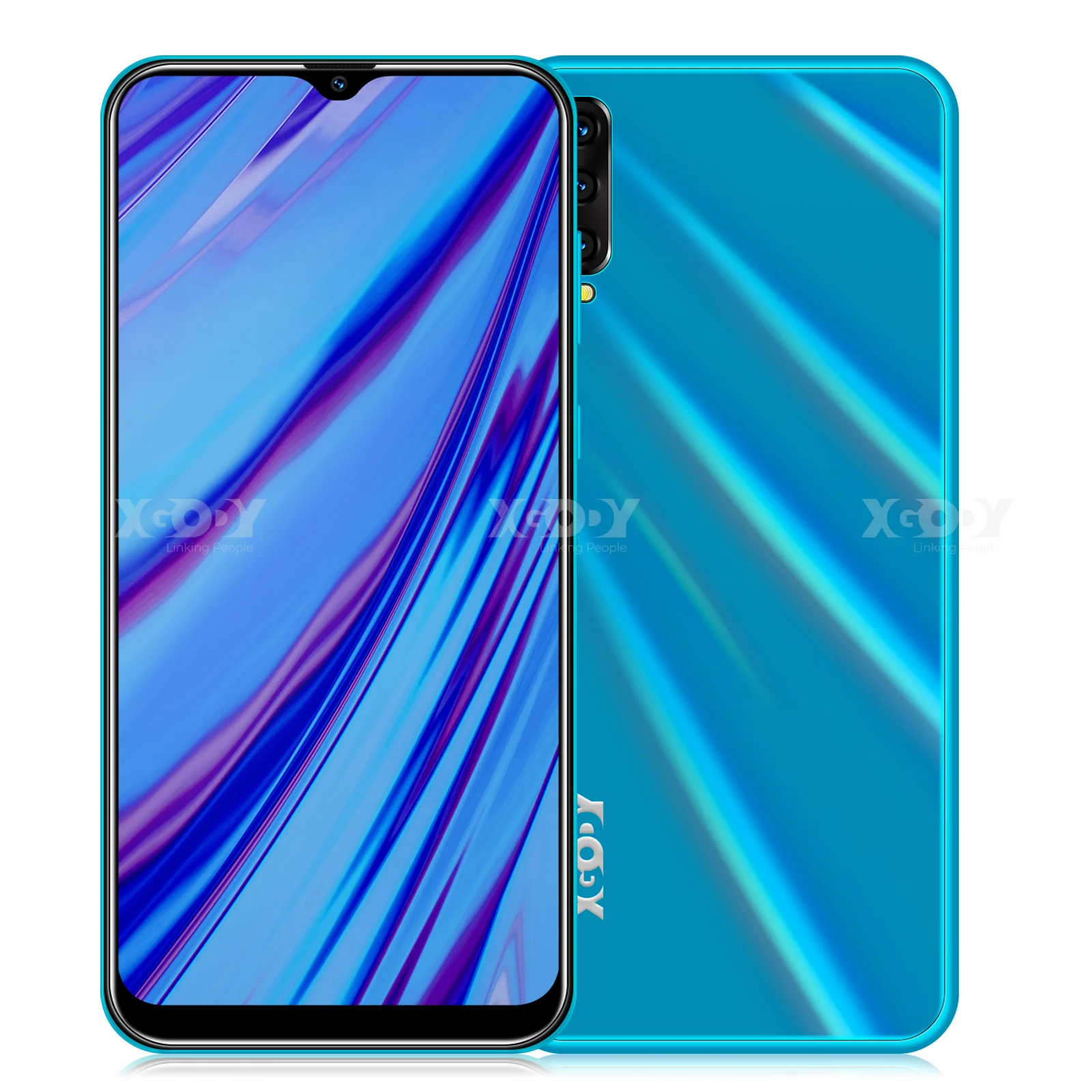 XGODY 3g мобильный телефон Android 9,0 6,5 дюймов 19:9 полный экран 2 Гб 16 Гб MTK6580 четырехъядерный 5 Мп камера 2700 мАч A90 смартфон - Цвет: Blue