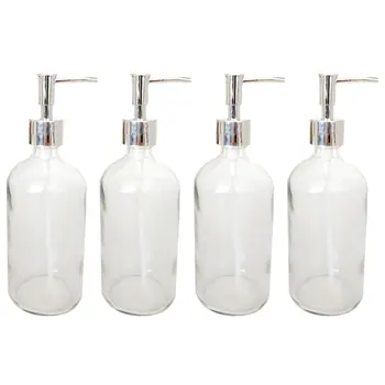 

4 Pcs Durable Practical Simple Hand Washing Container Portable Toiletry Bottles Glass Soap Liquid Bottle for Hotel Bathroom