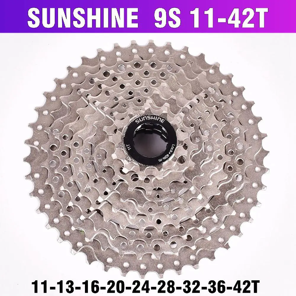 9S 11to42T Silver 9 скоростей 11-32 36 40 42 50T велосипед свободного хода для Shimano MTB Горный шоссейный велосипед кассета свободного хода Велоспорт маховик звездочка - Цвет: 9S 11to42T Silver