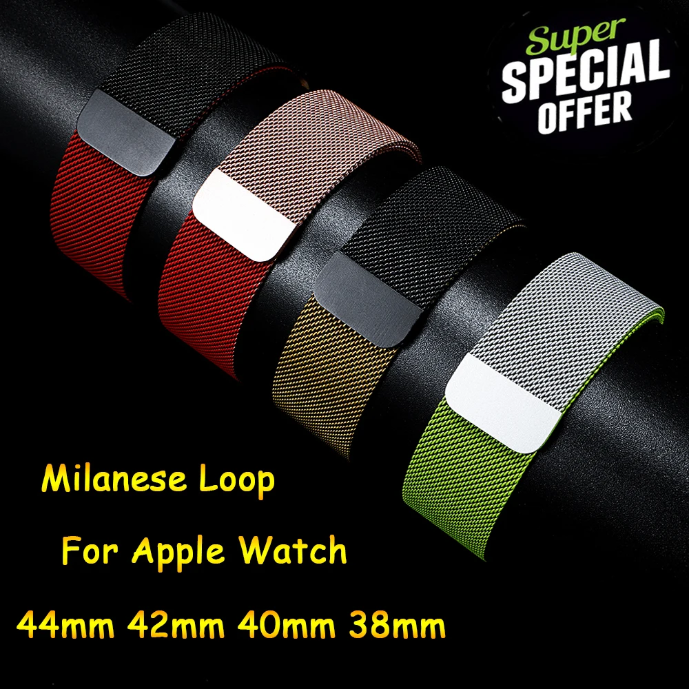 

Milanese Loop Strap For Apple Watch band apple watch 5 4 3 band 44mm/40mm iwatch 5 42mm 38mm correa pulseira watchband bracelet