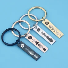 Personalizado Música Spotify Scan Código Chaveiro Pingente Chaveiro para Casais de Aço Inoxidável Feita Sob Encomenda Canção Favorita Keychain