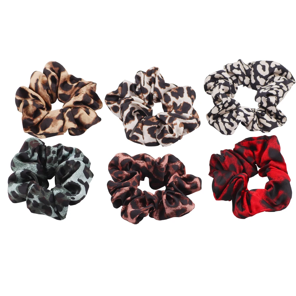 

Women Elegant Leopard Print Elastic hair Bands Large Scrunchie Ponytail Holder Rubber Band Headbands Hair Accessories