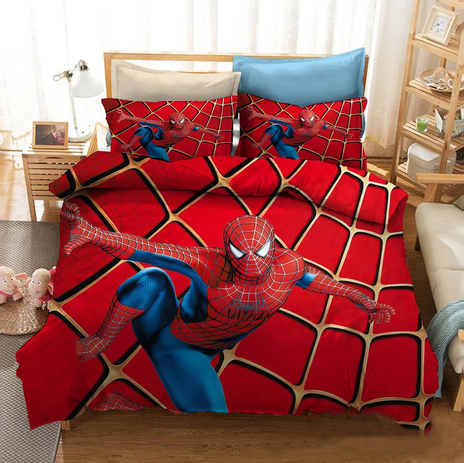 Disney juego de cama de Spider Man para niños, funda de edredón, Sábana, funda de almohada de Los Vengadores, funda de cama doble dibujos animados|Juegos de ropa de cama| - AliExpress