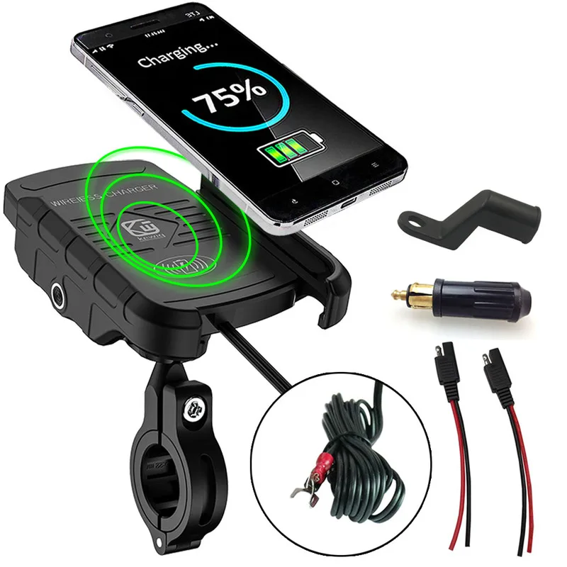 7.5W &amp10W Qi Fast Wireless Charger Motorcycle Cell Phone Holder Bracket Stand for iPhone 8 X XR XS MAX Samsung S10+ S9+ | Мобильные