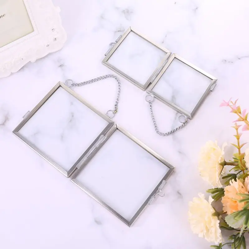 DIY Висячие стеклянные металлические фоторамки цветок образец растения дисплей свадебный Декор стены Выпускные вечерние фото