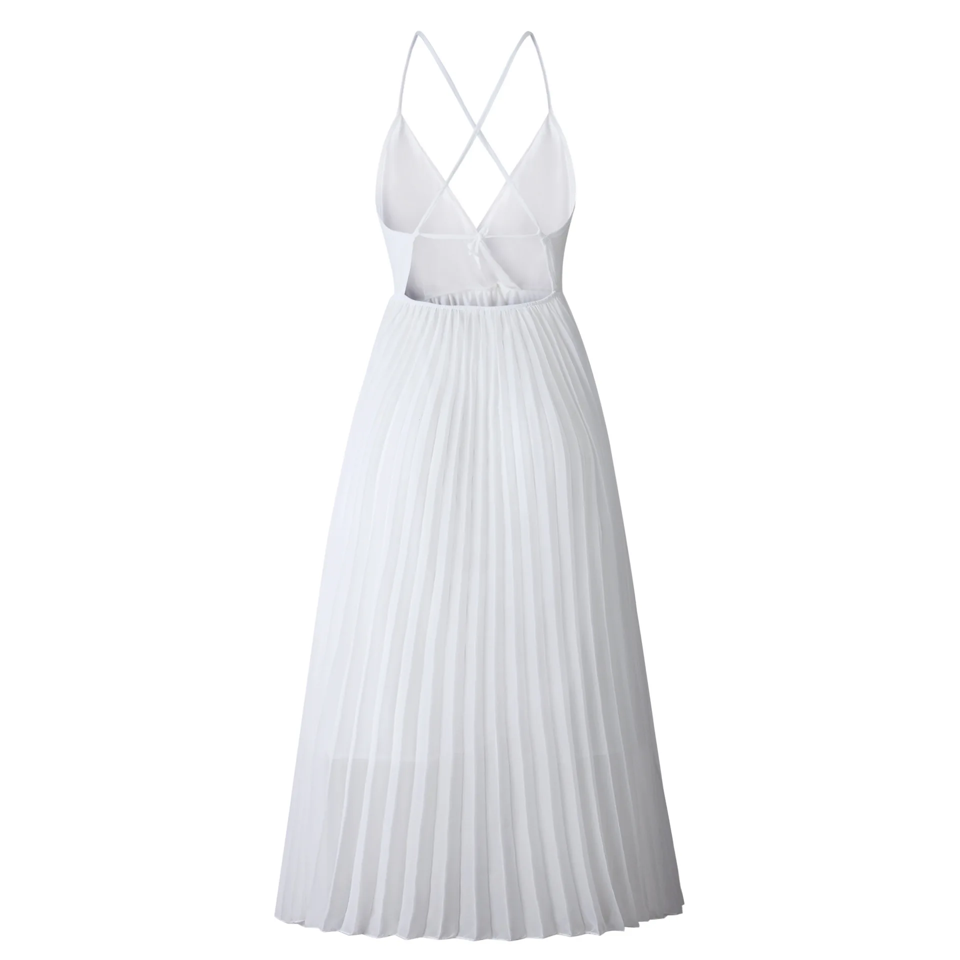 Sexy Dresses Party Night Club Dress 2020 Long Dress Elegant White Summer Maxi Clothes V-Neck Hollow Out Spaghetti Strap Empire