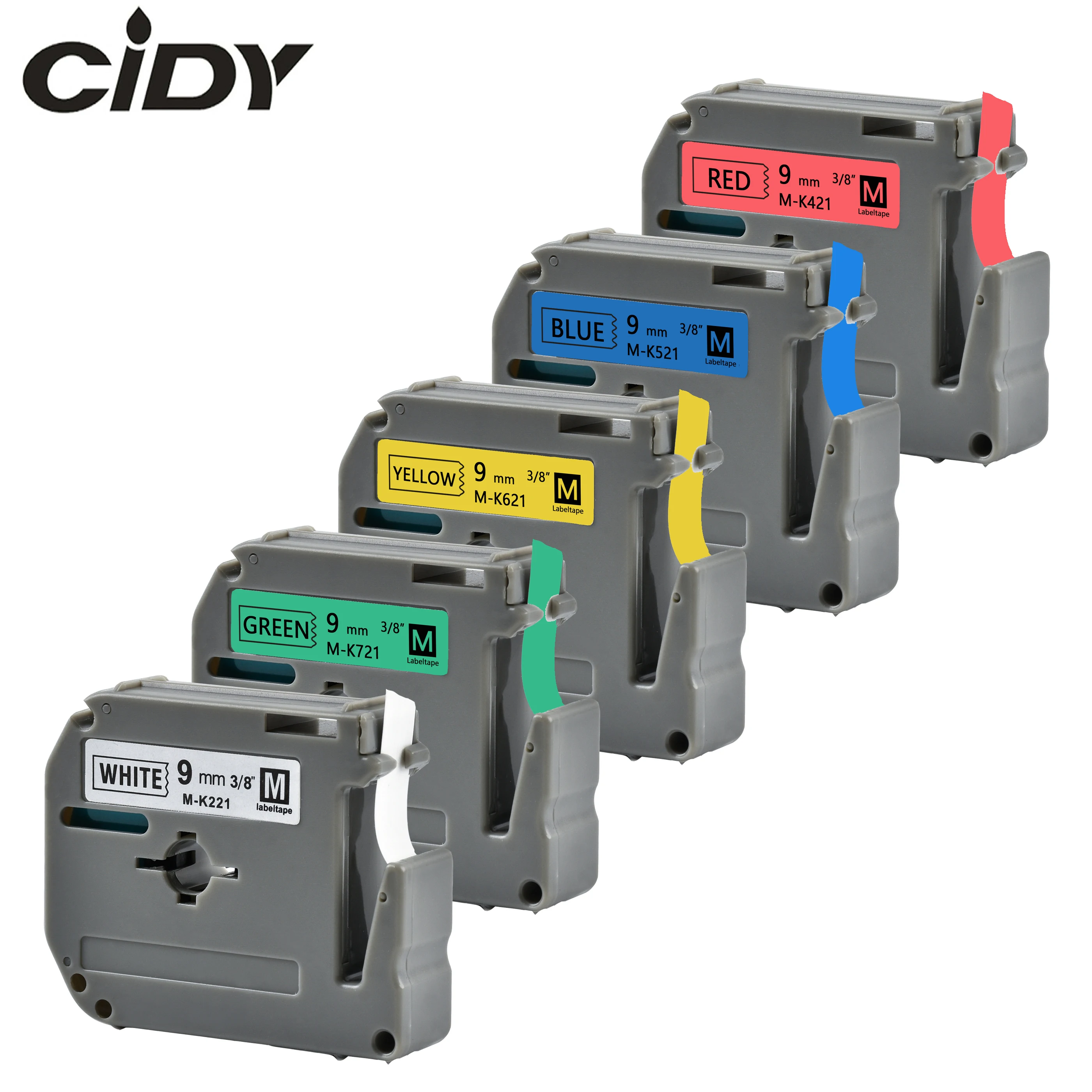 5 COLOR MK221 M-K221 MK-221 9MM thermal label tape ribbon for Brother P-touch Labeler PT-80 PT-90 PT-70 PT-65