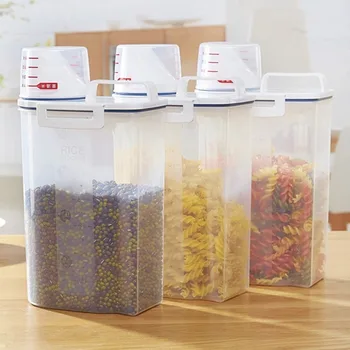 

Japanese Style Plastic Hand Strap Measuring Airtight Barrel Moisture-proof Insect-proof Storage Tank Kitchen Grain Storage Box