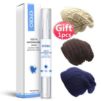 

EFERO Teeth Whitening Pen Dental Care Bleaching Yellow Teeth Remove Plaque Stains Tartar Gel Teeth Whitener Tools with Hat Gift