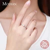 Modian Solid 925 Sterling Silver Simple Round Clear CZ Finger Rings For Women & Girls Cassic Wedding Statement Fine Jewelry Gift ► Photo 2/6