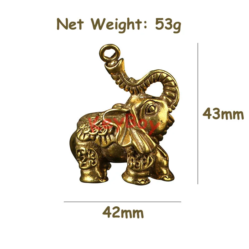 Pure Brass Elephant Nose Shape Keychain Keyring Ring Holder