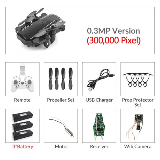Складной мини-Дрон с Радиоуправляемый квадрокоптер с камерой 0.3MP HD Quad-Counter с высоким держателем вертолета с безголовыми детскими игрушками - Цвет: Black 30W 3B