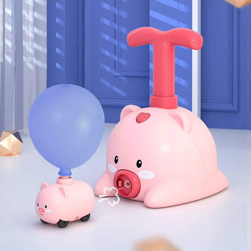 Globo cohete de energía de inercia para niños, juguete educativo de rompecabezas divertido, dibujos animados de cerdo, globo aerostático, juguete de Ciencia