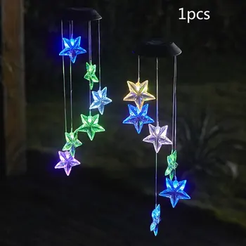 

Led Solar-Powered Star Lights Solar Wind Chime Light Transparent Star Hummingbird Color Colourful Light