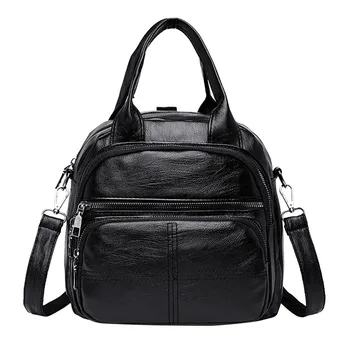 

Backpack Women Schoolbag Leisure Fashion Solid Large Capacity Multi-Function Bags Leather Totes Backpacks Dropship E8