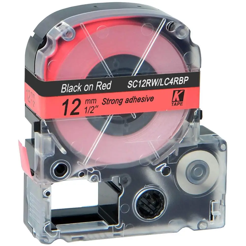 CIDY 12 мм черный на белом SS12KW/LC-4WBN9 LC-4WBN LC4WBN совместимая лента этикеток SC12YW для kingjim принтер для LW300 LW400 - Цвет: black on red