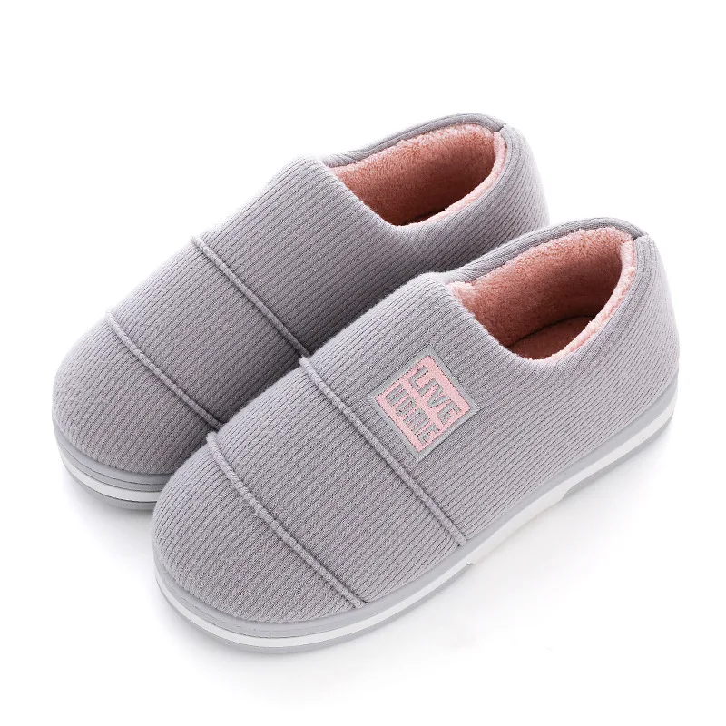 light gray shoes Женские домашние тапочки; теплые плюшевые домашние хлопковые тапочки для влюбленных; зимняя обувь на мягкой подошве; женские и мужские тапочки; SH10292 - Цвет: light gray shoes