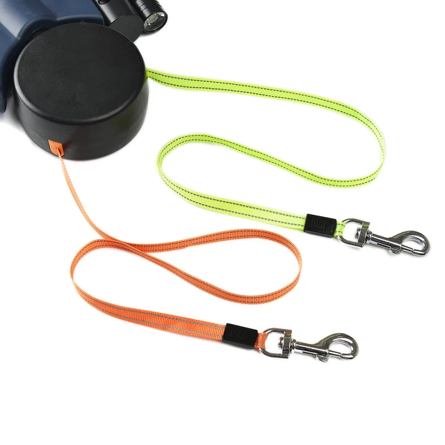 Dual Dogs Retractable Leash 3m - 360° Swivel No Tangle with Lights