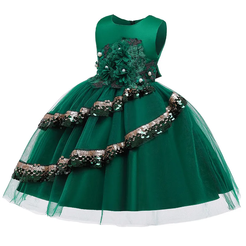 Детские Платья с цветочным узором для девочек; кружевное платье-пачка со стразами; элегантное праздничное платье принцессы на свадьбу и Рождество; Одежда для девочек