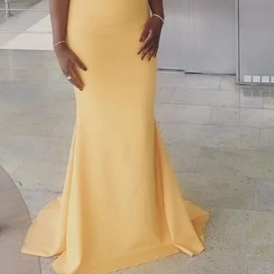 Yellow South African Bridesmaid Dresses Custom Made V-neck Maid Of Honor Mermaid Bridal Guest Gowns vestidos para fiesta mujer