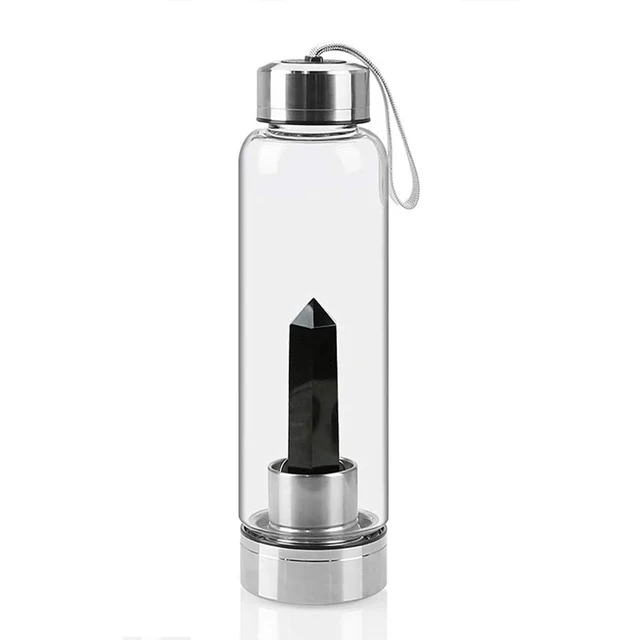 VARCHIT Amethyst Crystal Water Bottle, Quartz Glass Water Bottle with  Crystals Inside Slim Crystal Water Bottles with Removable Crystal, Natural  Crystal Center for Healing : : Home