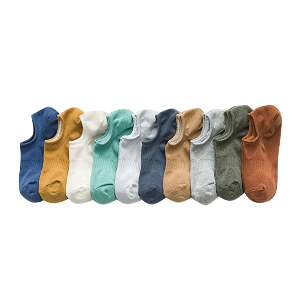 Multicolor 10 пар/лот, мужские носки-башмачки, однотонные невидимые неглубокие короткие носки, тапочки, лето-осень, облегающий дизайн, носки-башмачки для женщин - Цвет: Multicolor
