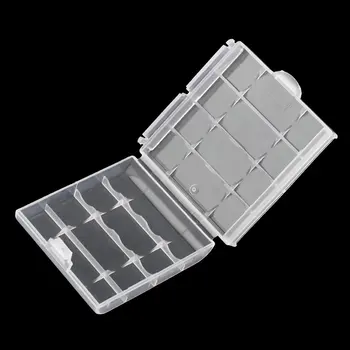 

White Plastic Battery Storage Box Case Cover Holder Transparent Hard Plastic for 4 Pcs AA AAA Batteries ZC163500 ACEHE