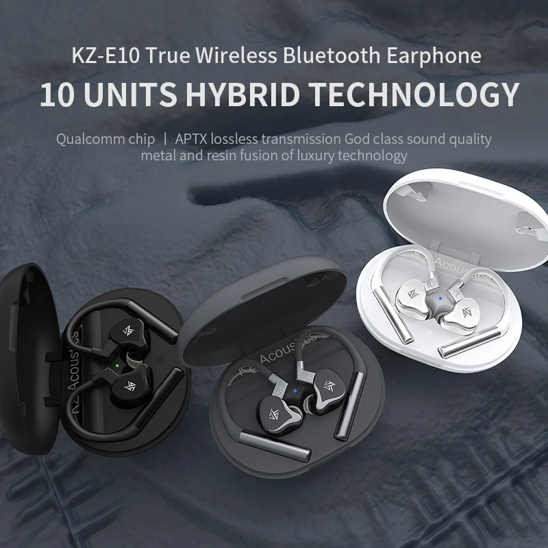 KZ E10 TWS Беспроводные наушники с сенсорным управлением Bluetooth 5,0, гибридные наушники 1DD+ 4BA, спортивные наушники с шумоподавлением и басами