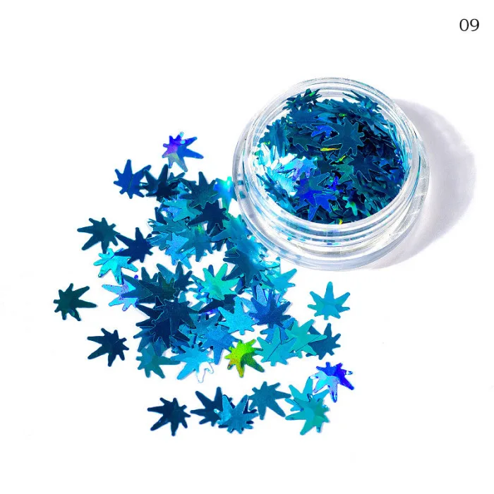 New DIY Colored Maple Leaf Sequins Laser Nails Art Glitters Thin Paillette Flakes Stickers Christmas Nail Manicure Decorations