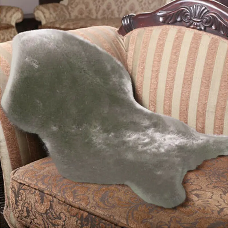 Gray Горячая супер мягкая моющаяся блестящая овечья шерсть ковер коврики для пола стулья диваны кухня кровать искусственный мех коврики Bay окно ковер - Цвет: Gray