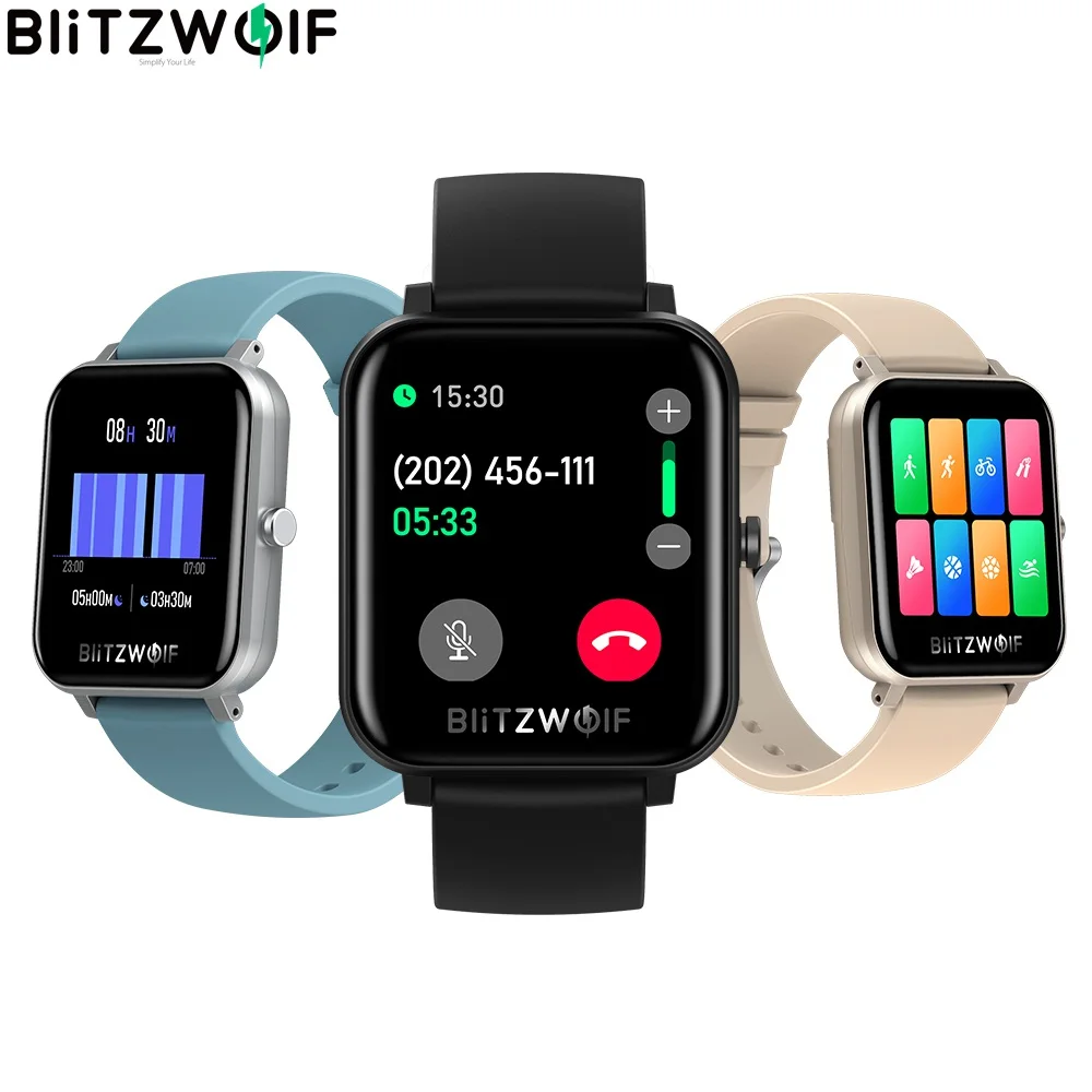 [bluetooth Call] BlitzWolf BW-GTC Smart Watch Heart Rate Monitor Watch Faces Weather Display Music Control Smartwatch For Men