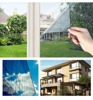 

90x500 Cm Heat Blocking Window Film Anti-UV One Way Privacy Self-adhesive Home Window Tint,Screen Stickers,Silver