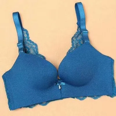 Lace Sexy no steel ring no trace bra - Цвет: Зеленый