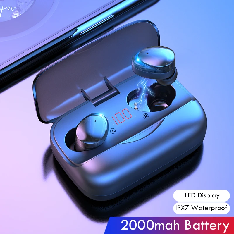 

Bluetooth Headphone IPX7 Waterproof Wireless Bluetooth V5.0 Earphones 9D Stereo Earbuds Sport Earphone Headset With Microphone