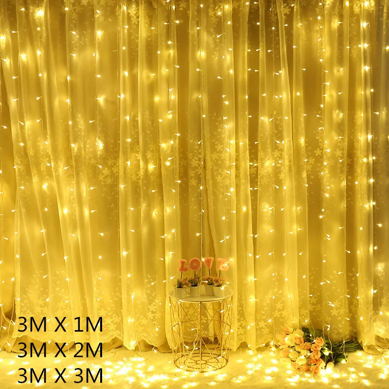 

Christmas Decorations 3x1 3x2 3x3m Curtain Fairy String Light Led Christmas Lights Garland for Room Christmas Decor USB/EU Plug