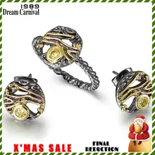 Dreamcarnival, новинка 1989, серьги и кольца в виде вселенной, набор для женщин, Черное золото, цвет,, циркон, ювелирное изделие в субботу, WE3958S2