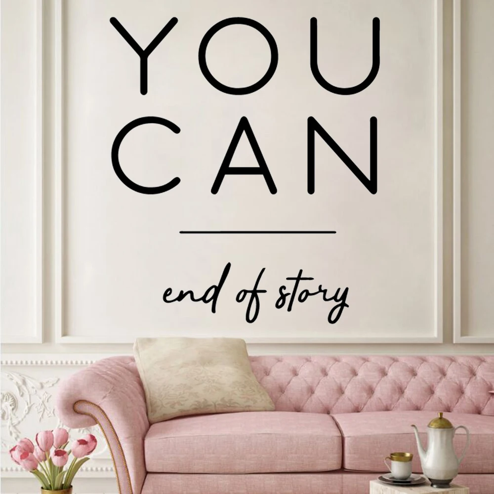 

YOU CAN Wall Vinyl Stickers Wallpaper For Living Room Decoration Art Decals Inspirational Quote Murals Poster Decor HQ1107
