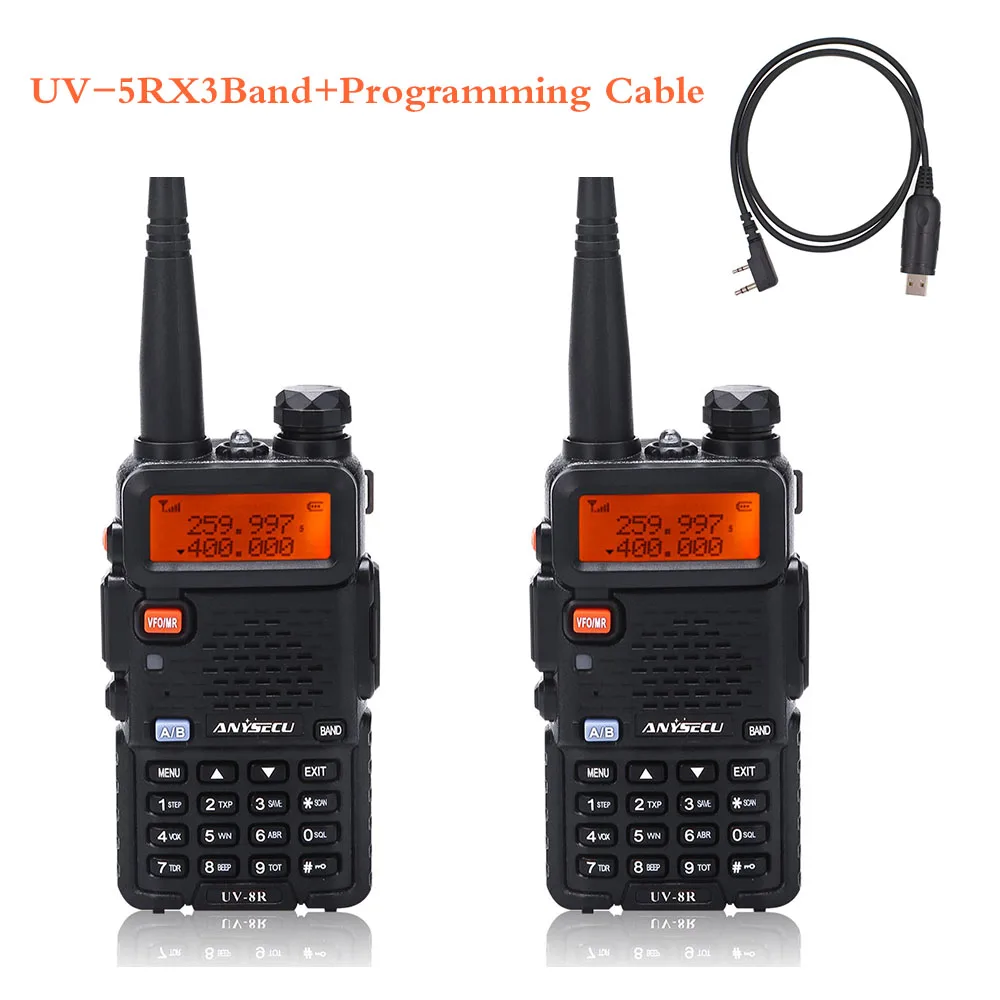 2XUV-5R-3B-USB BaoFeng UV-5R трехдиапазонное BF-R3 UV-5RX3 иди и болтай Walkie Talkie “иди и 136-174 МГц 220-260 МГц 400-520 МГц Любительская ветчина ручной Портативный(2 шт - Цвет: 2XUV-5R-3B-USB