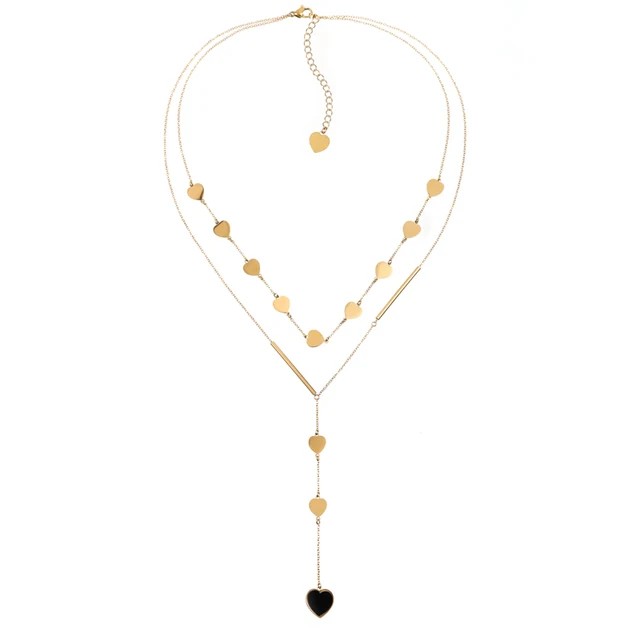 Korean Fashion Charms Double Layer Star / Four Leaf Clover / Love Heart Pendant Choker Necklace Jewelry for Women Girls HT-G-B-0001