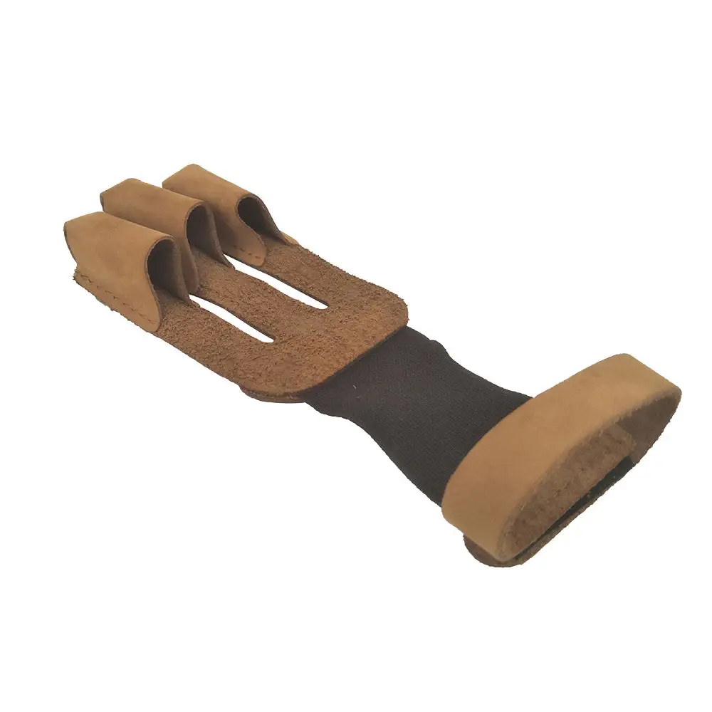 1pc Archery Three-Finger Gloves For 15-60 Lb Bow Buckskin Leather