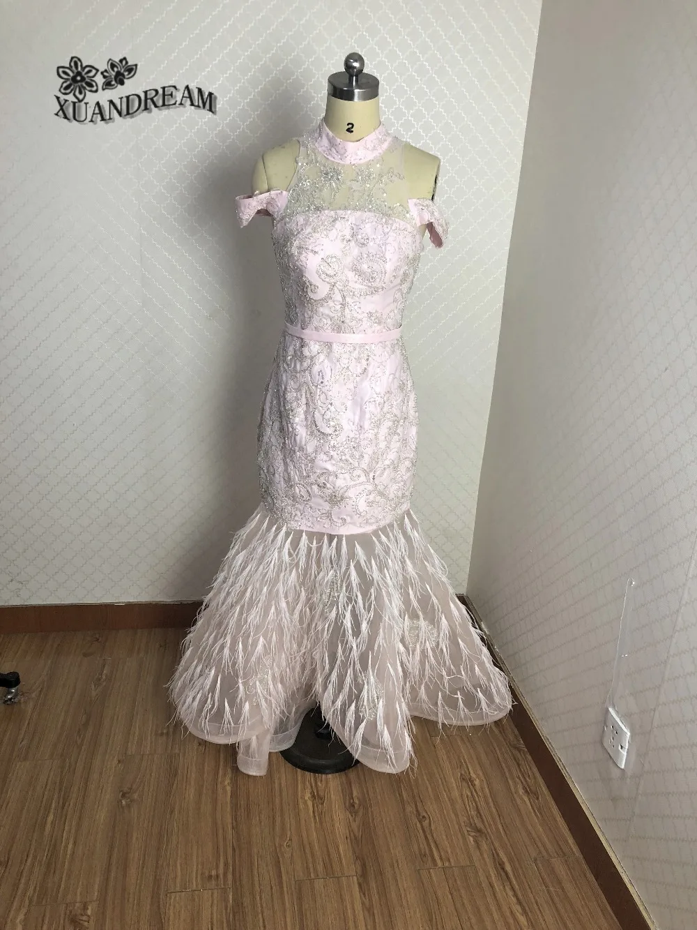 Элегантное платье с перьями vestidos de noche elegantes Пышная юбка высококачественные вечерние платья для ужина вечерние Женское платье XD-76