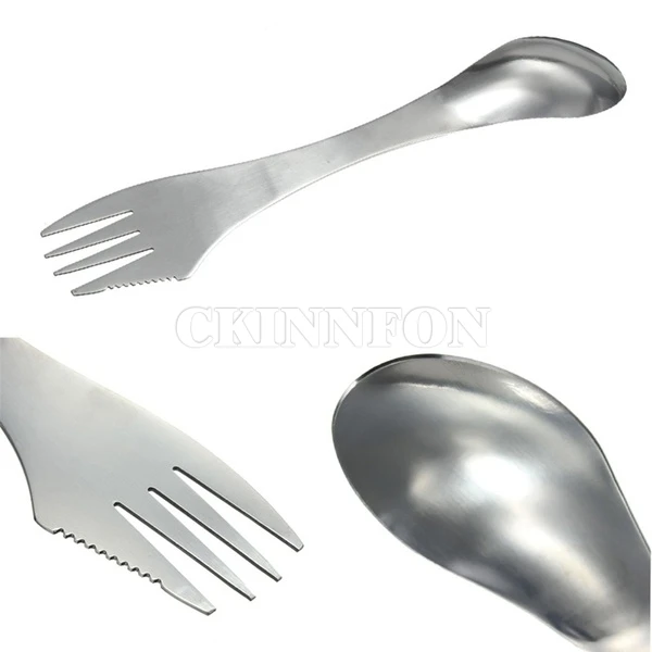 200 шт./лот, вилка, ложка, Spork, 3 в 1, посуда, нержавеющая сталь, столовые приборы, посуда, комбо, кухня, для пикника на открытом воздухе, совок/нож/вилка, набор