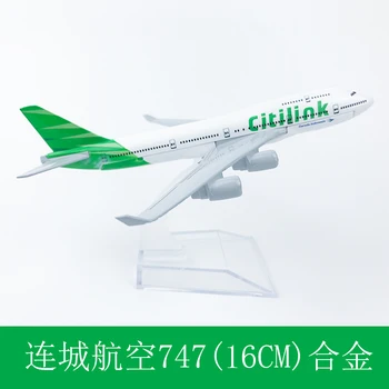 

16CM Indonesian Citilink Airlines Boeing 747 Airplane Model Simulation Passenger B747 Aircraft Alloy Static Decoration 1:400