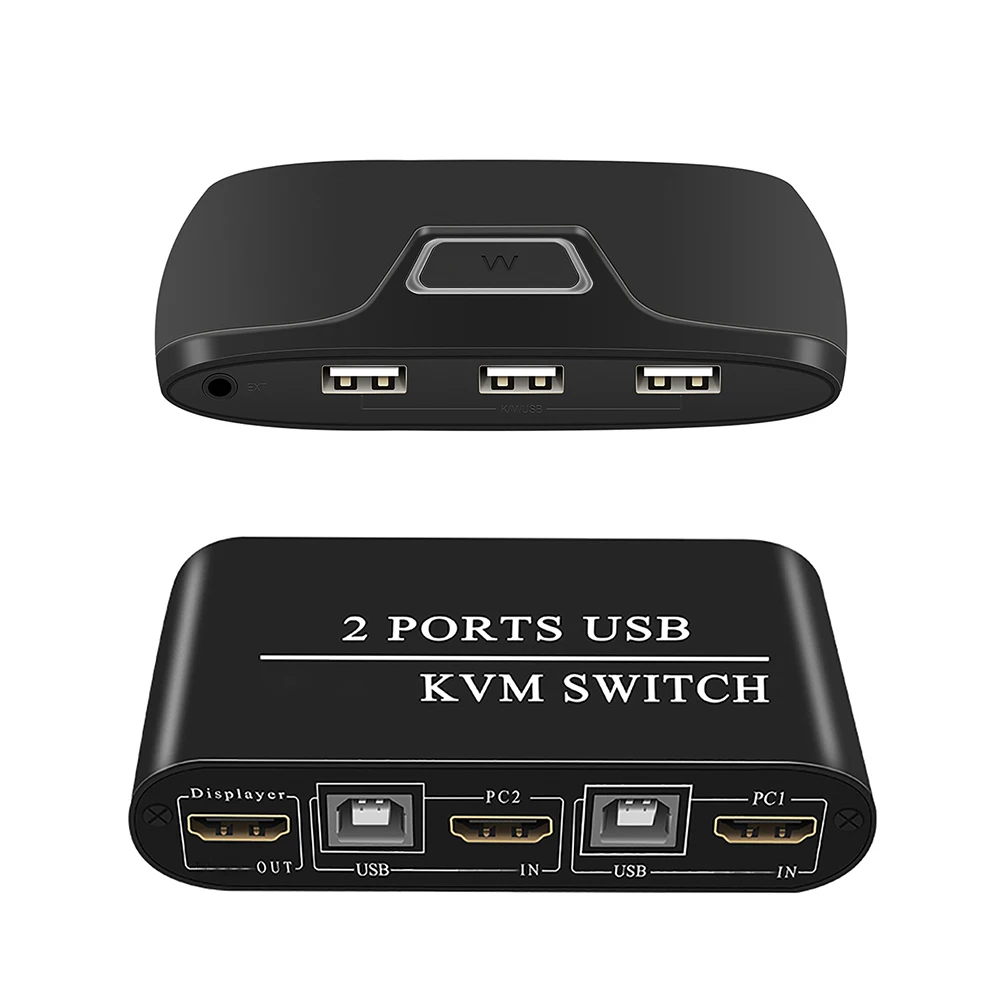 N/Y Interruptor HDMI USB de 2 Puertos Caja de conmutador Manual Teclado Divisor de Mouse 