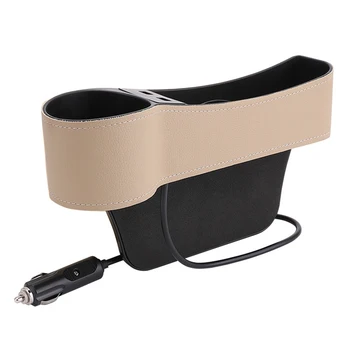 

Car Seat Gap Organizer Classic Colors and Simple Durable Design Pocket Storage Box Dual USB Charger Cup Holder Universal