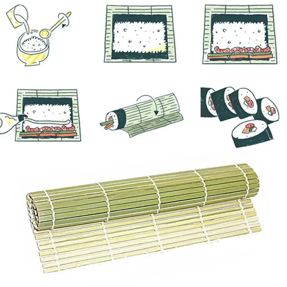 Бамбуковый Коврик для суши, кухонная утварь, сделай сам, для суши, безопасный портативный коврик для суши, кухонные принадлежности, инструменты для приготовления пищи для дома и ресторана