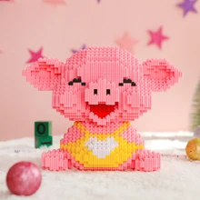 

5300pcs Cartoon Pink Happy Pig Animal Model Building Blocks DIY Puzzle Assembled Building Blocks Decoration Gift Children's Toys