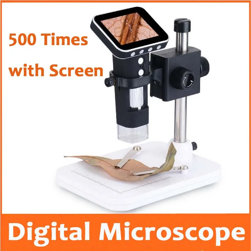 

500X LED Magnifying Glass Pocket USB Digital Microscope with 3.5 inch Screen Liftable bracket Stand for Mobile Phone Repair